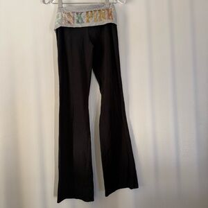 VS PINK Y2K bling foldover flare yoga leggings black grey sequin waistband Small